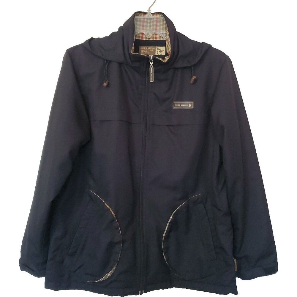 Irish‎ Setter Country Flavor Rain Hoodie Jacket Full Zip Lined Womens Sz M Black